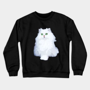 Persian Cat White Kitten with green eyes Chinchilla Crewneck Sweatshirt